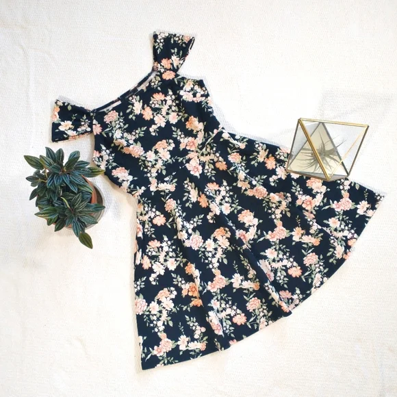 navy blue dress for baby girl Forever 21 | Dresses | Forever 2 Womens Aline Mini Sun Dress In Black W  Peach Floral Print Size S
